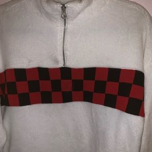 White , Red/Black checkered Sherpa